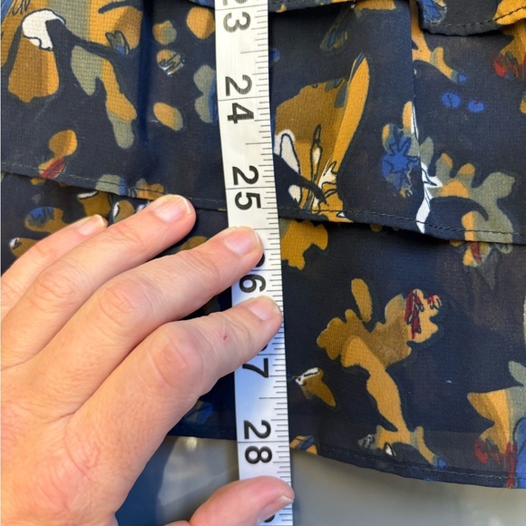 D.E.P.T. Floral strapless Mini Dress ruffled hem Blue abstract print size Small - Picture 6 of 8